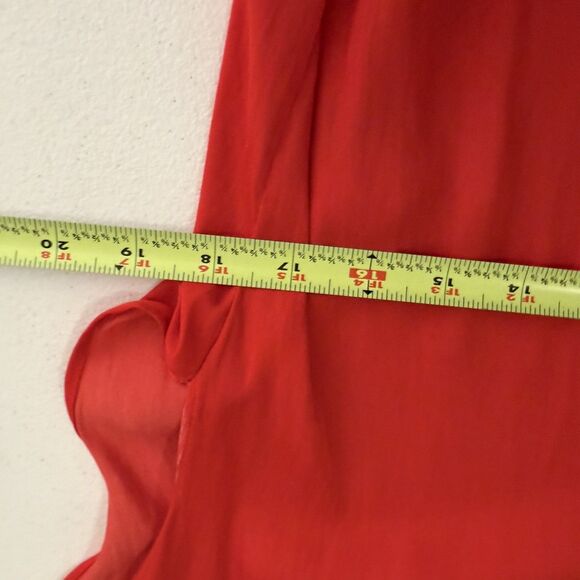 Maison D'Amelie Blouse Women's Medium Red V-Neck Short Sleeve Satin Top - Picture 8 of 9